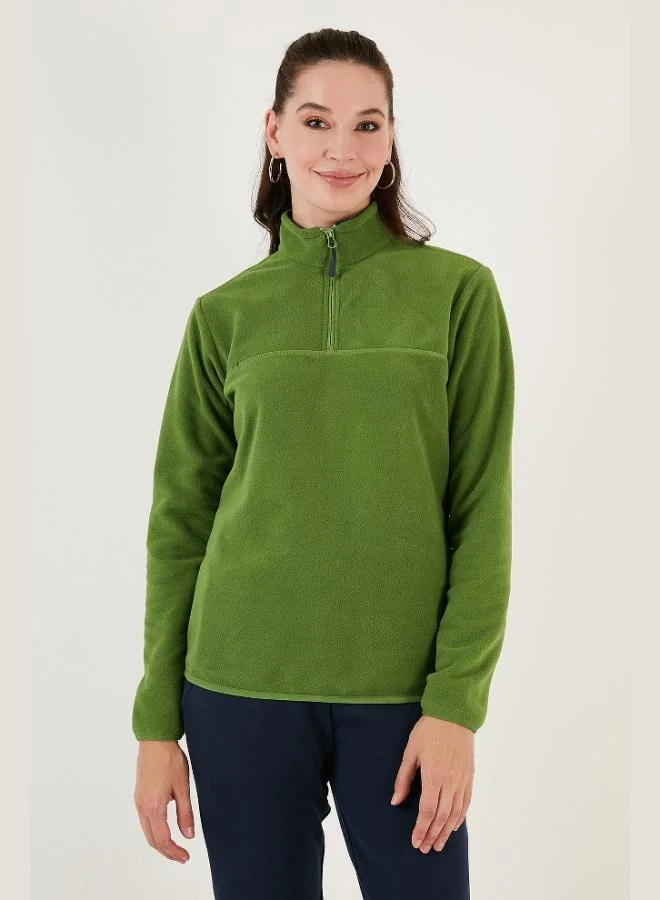 Lela Lela Slim Fit Soft Textured Anti-Pilling Half-Zip Fleece Women's Jacket 5907000