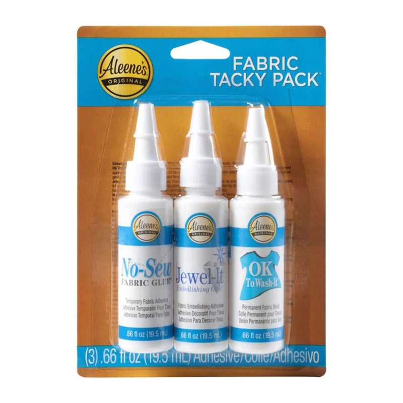 Aleene's Fabric Tacky Glue Variety 3-Pack for Clothing and Material, No-Sew Temporary Fabric Glue, Jewel-It Embellishing Adhesive, and OK to Wash-It Permanent Bond, 3 .66 fl oz Bottles - Image 5