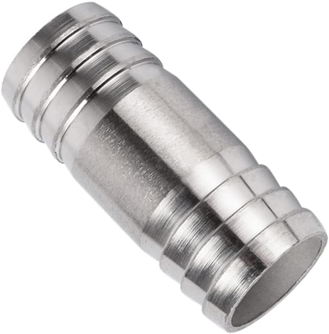 Pysrych Stainless Steel 304 Hose Barb Fitting Union 1" Barbed x 1" Barbed Splicer Mender Coupler with Hose Clamp (Pack of 2) - Image 2