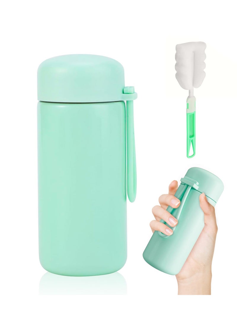 SYOSI Small Flask 150ml with Carry Handle, Portable Mini Insulated Cup Made of 304 Stainless Steel, Leakproof Double Wall Vacuum Thermos Mug for Hot Cold Drinks Water Milk Juice Coffee (Mint) - Image 1