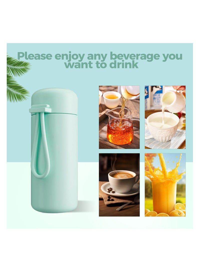 SYOSI Small Flask 150ml with Carry Handle, Portable Mini Insulated Cup Made of 304 Stainless Steel, Leakproof Double Wall Vacuum Thermos Mug for Hot Cold Drinks Water Milk Juice Coffee (Mint) - Image 2