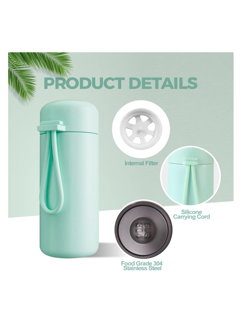 SYOSI Small Flask 150ml with Carry Handle, Portable Mini Insulated Cup Made of 304 Stainless Steel, Leakproof Double Wall Vacuum Thermos Mug for Hot Cold Drinks Water Milk Juice Coffee (Mint) - Image 4
