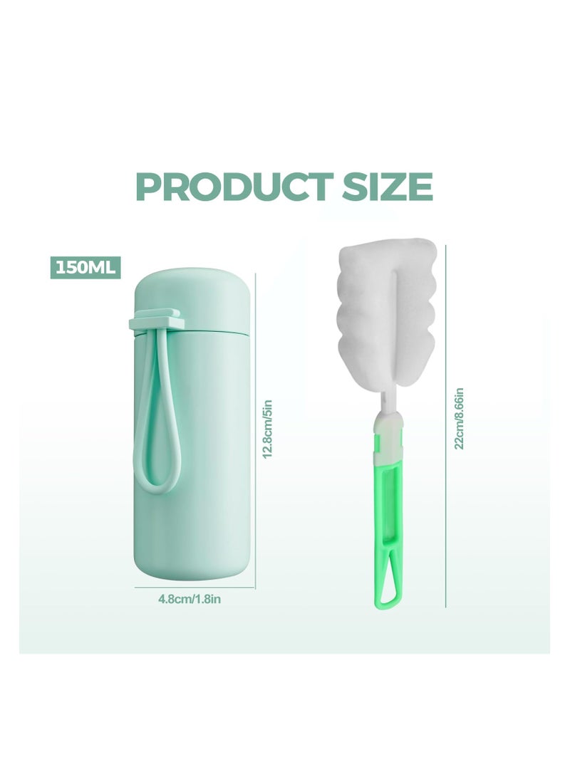 SYOSI Small Flask 150ml with Carry Handle, Portable Mini Insulated Cup Made of 304 Stainless Steel, Leakproof Double Wall Vacuum Thermos Mug for Hot Cold Drinks Water Milk Juice Coffee (Mint) - Image 5