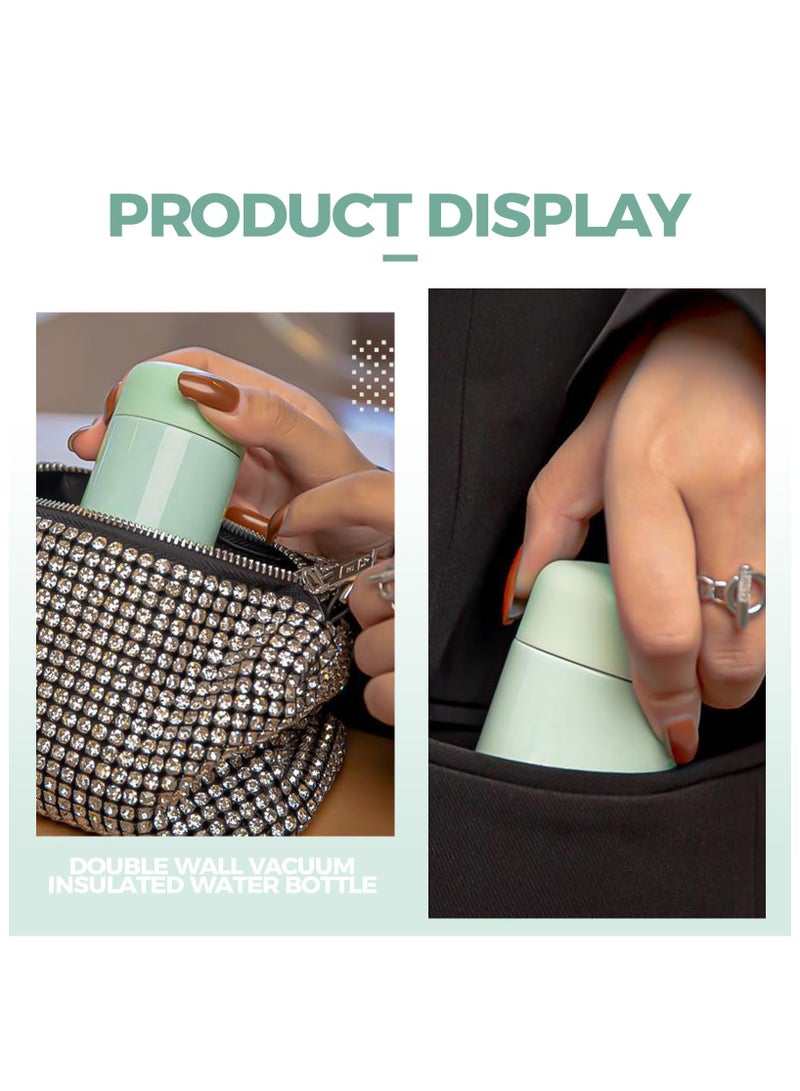 SYOSI Small Flask 150ml with Carry Handle, Portable Mini Insulated Cup Made of 304 Stainless Steel, Leakproof Double Wall Vacuum Thermos Mug for Hot Cold Drinks Water Milk Juice Coffee (Mint) - Image 3