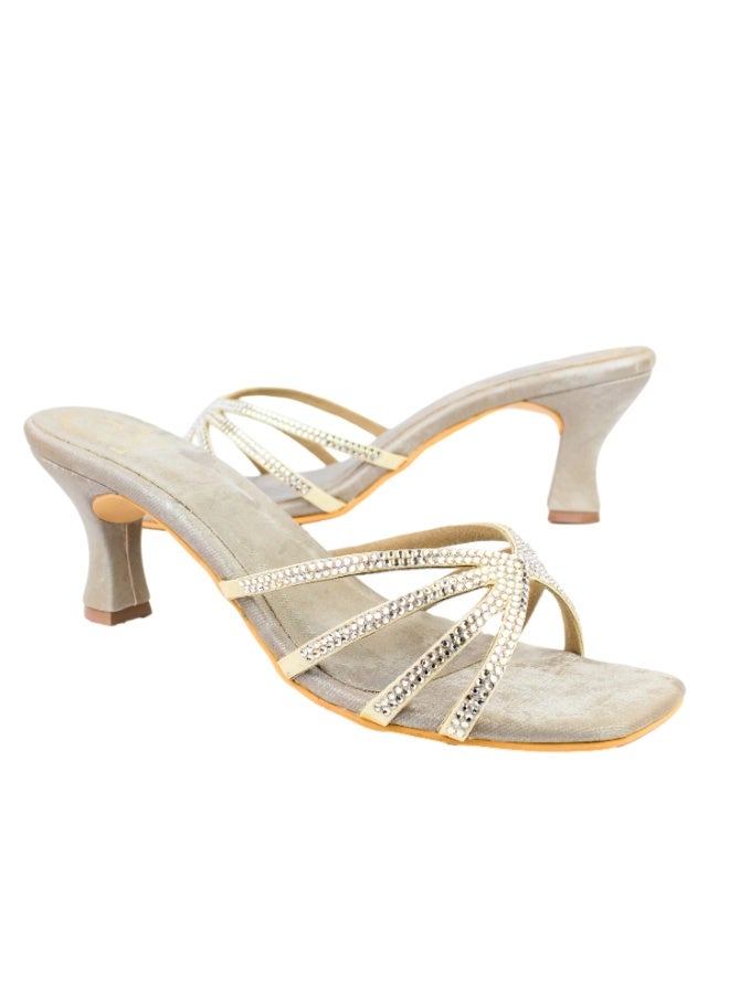 Dollar's Fashion S141H - Women Sandals, Zoya Women Stylish Pencil Heel Sandals, Ideal for Party, Wedding Wear, Festive Celebrations, and Formal Gatherings, Comfortable Fashion Heels for Girls (Beige) - Image 1