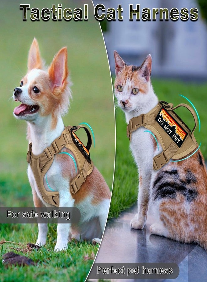 nanappice Tactical Cat Harness and Leash Set for Walking, Adjustable Escape Proof Pet Vest for Large Cat, Easy Control Breathable Vest with Handle，Molle Patches (Khaki+Leash, L) - Image 3