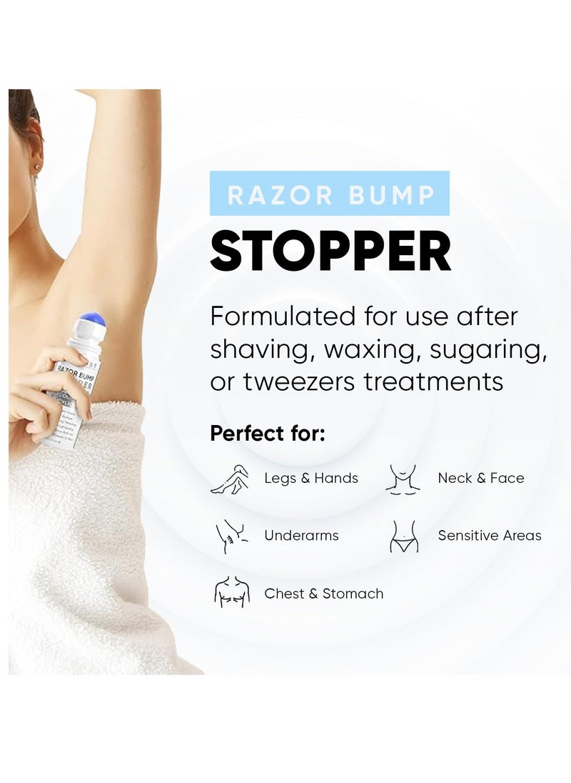 Estetist - Razor Bump Stopper Solution for Ingrown Hair Skin Care Treatment for Face, Neck, Bikini Area, Legs and Underarm Area After Shave Serum Roll-On for Men and Women With Salicylic Acid, Glycolic Acid - Image 1