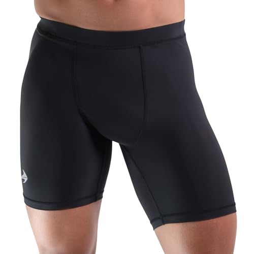 CompressionZ Compression Shorts Men Performance Baselayer| Athletic, Running, Biking All Sports Men's Underwear for Workout Black 6" Medium - Image 1