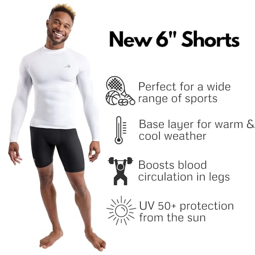 CompressionZ Compression Shorts Men Performance Baselayer| Athletic, Running, Biking All Sports Men's Underwear for Workout Black 6" Medium - Image 5