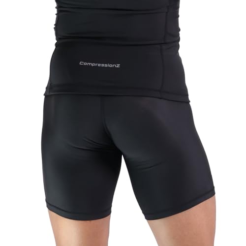CompressionZ Compression Shorts Men Performance Baselayer| Athletic, Running, Biking All Sports Men's Underwear for Workout Black 6" Medium - Image 4