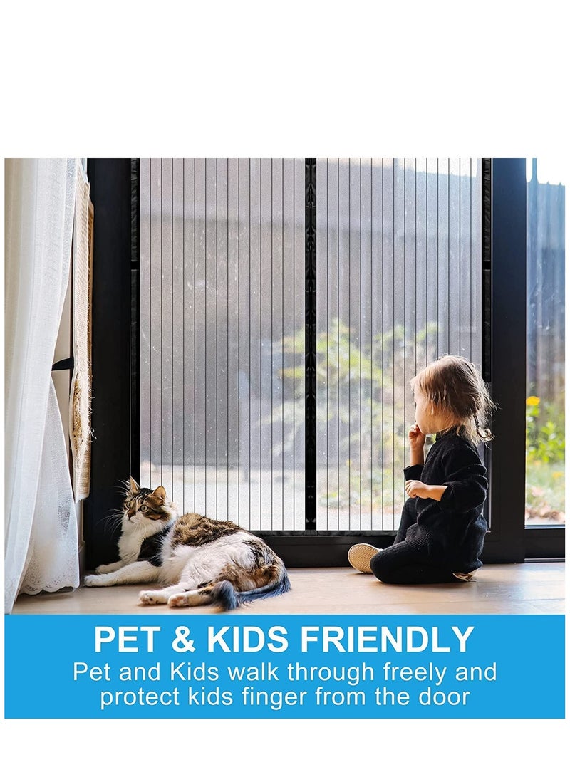 Zikra باب شاشة طيران مغناطيسي، باب شاشة حشرات، يحافظ على البعوض والحشرات والآفات خارجًا، الحجم 100 × 210 سم، أسود - Image 2