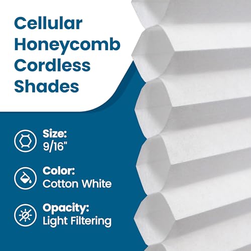 BlindsAvenue Cordless Cellular Honeycomb Shade Light Filtering Blinds for Indoor Window Thermal Insulation Shades for Home Noise Reduction Color White Size 23 W x 72 H - Image 3