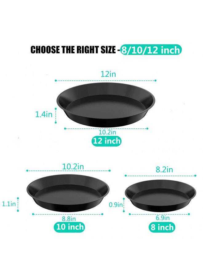 DUNPUTE 6 Pack Plant Saucer 8 10 12 Inch Plastic Plant Tray, Sturdy and Durable Flower Pot Container Accessories Plant Pot Saucers for Indoor and Outdoor (8 10 12 Inch, Black) - Image 2