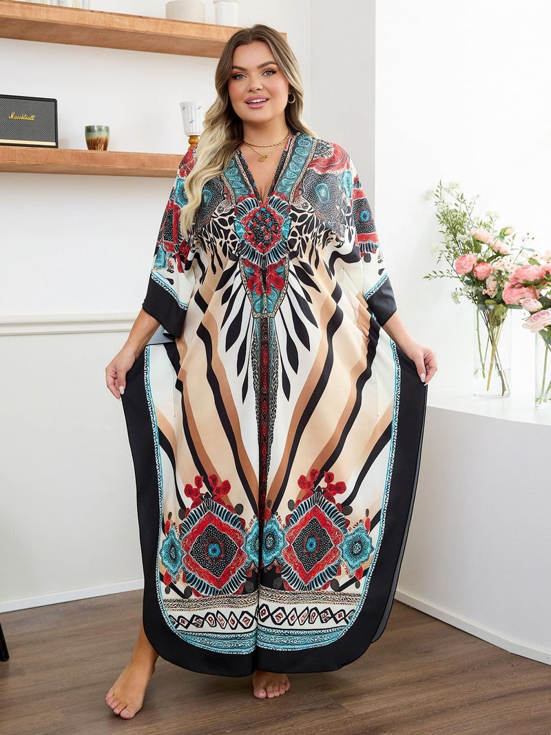 KEYLORTING Kaftan Dress for Women - Plus Size Caftan Maxi Beach Dress Moo Moos Loungewear, Swimsuit Cover Up for Beach, Pool or Vacation - Image 2