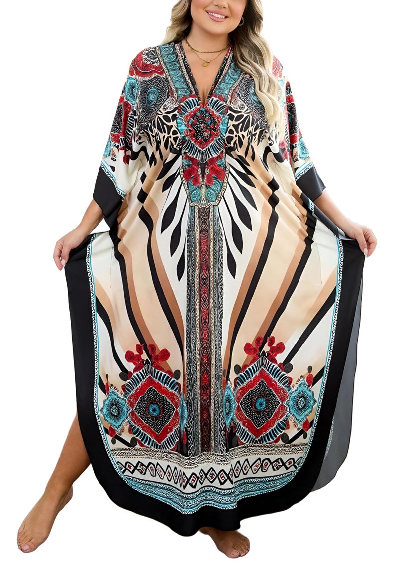 KEYLORTING Kaftan Dress for Women - Plus Size Caftan Maxi Beach Dress Moo Moos Loungewear, Swimsuit Cover Up for Beach, Pool or Vacation - Image 1