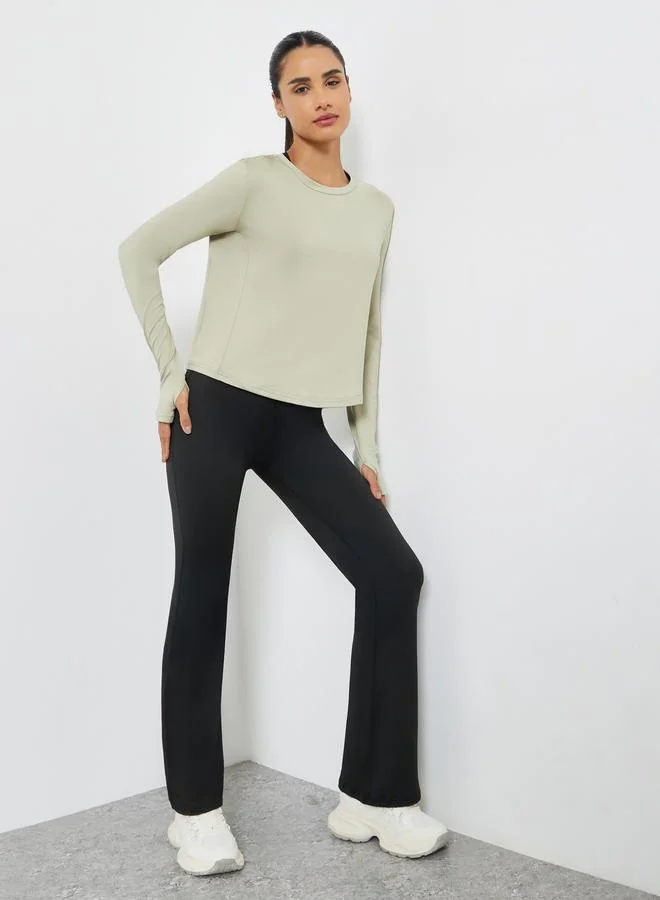 Styli Active Pack of 3 - Multi Cross Back Padded Sports Bra, Paneled Top and Flared Leggings