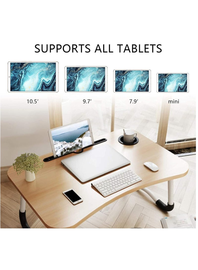 Relex Laptop Desk, Portable Laptop Bed Tray Table Notebook Stand Reading Holder with Foldable Legs & Cup Slot for Eating Breakfast, Reading Book, Watching Movie on Bed/Couch/Sofa  - Image 2