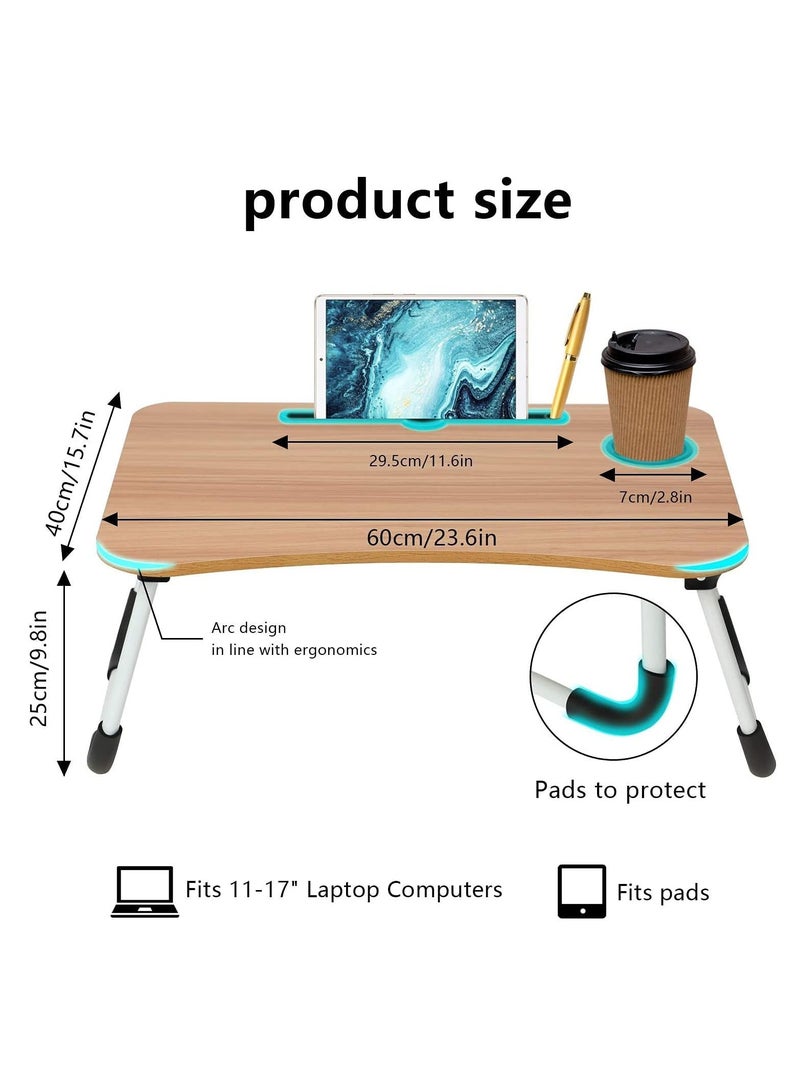 Relex Laptop Desk, Portable Laptop Bed Tray Table Notebook Stand Reading Holder with Foldable Legs & Cup Slot for Eating Breakfast, Reading Book, Watching Movie on Bed/Couch/Sofa  - Image 3