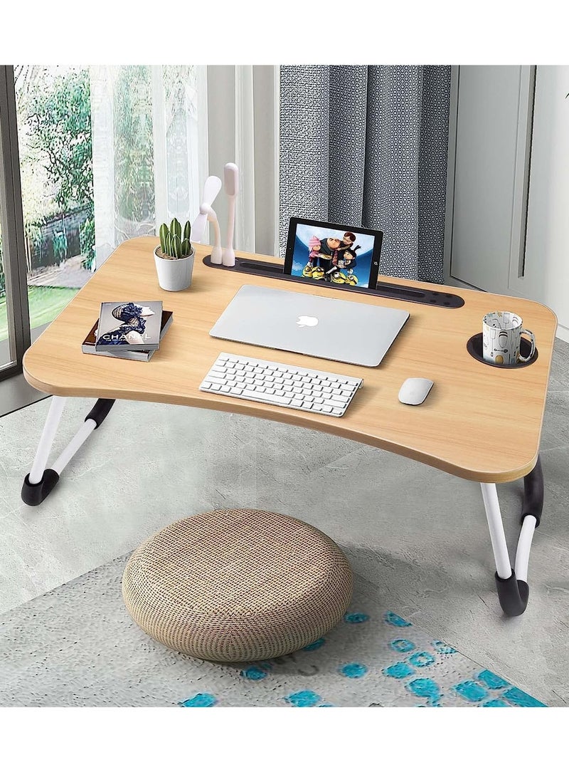 Relex Laptop Desk, Portable Laptop Bed Tray Table Notebook Stand Reading Holder with Foldable Legs & Cup Slot for Eating Breakfast, Reading Book, Watching Movie on Bed/Couch/Sofa  - Image 4