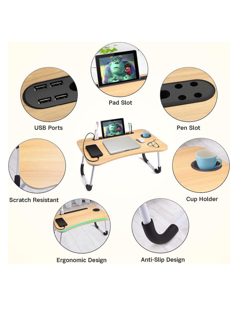 Relex Laptop Desk, Portable Laptop Bed Tray Table Notebook Stand Reading Holder with Foldable Legs & Cup Slot for Eating Breakfast, Reading Book, Watching Movie on Bed/Couch/Sofa  - Image 5
