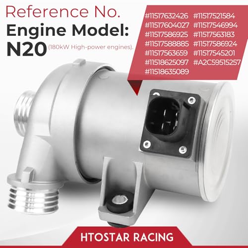 Htostar Racing Electric Engine Water Pump Compatible with BMW N20 B20 228i 320i 328i 428i 528i X1 X3 X4 X5 Z4 2.0 L4 2012-2017 Coolant Water Pump Replace #11517604027 11518635089 11518625097 - Image 4