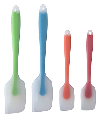 HiramWare Silicone Spatula Set of 4 - Heat Resistant Flexible Spatula 450F with Stainless Steel Core - Food Grade Premium Good Grip Kitchen Utensils - Seamless, Heavy Duty, BPA Free, Dishwasher Safe - Image 4