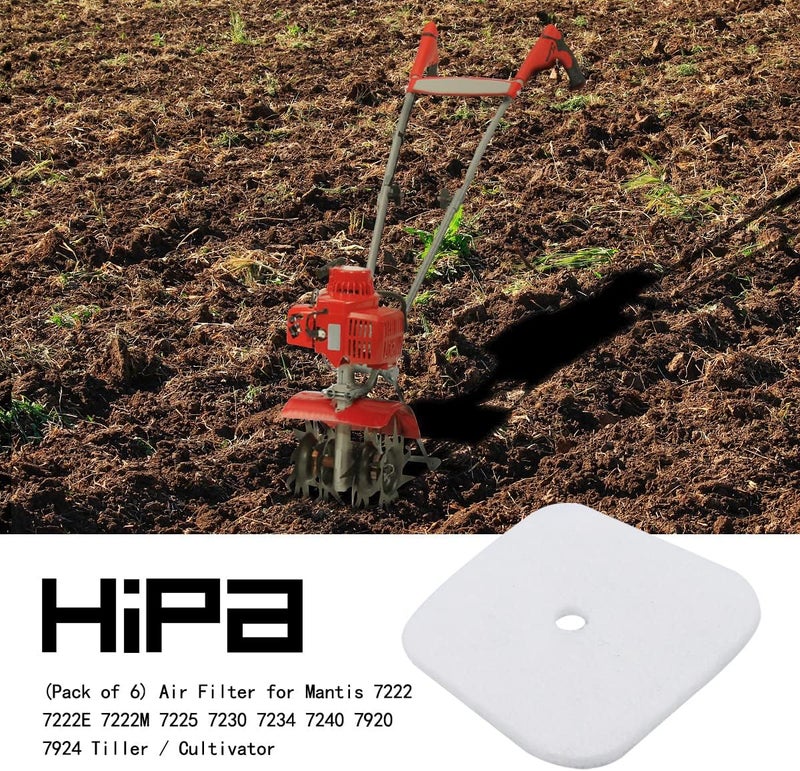 Hipa 6 Pieces Air Filter for Mantis 7222 7222E 7222M 7225 7230 7234 7240 7920 7924 Tiller/Cultivator 13031004560 Mantis Tiller Parts - Image 2