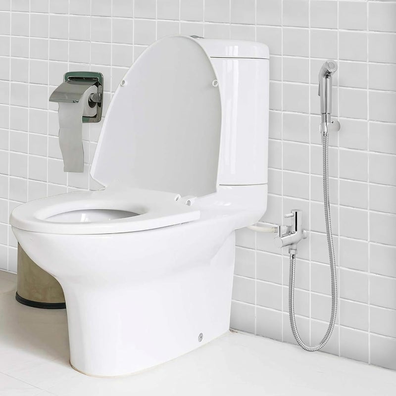 Kuber Industries Health Faucet Stainless Steel Jet Spray for Toilet Health Faucet for Toilet Hand Faucets with Hose Wall Hook Toilet Desire Health Faucet Silver - Image 5