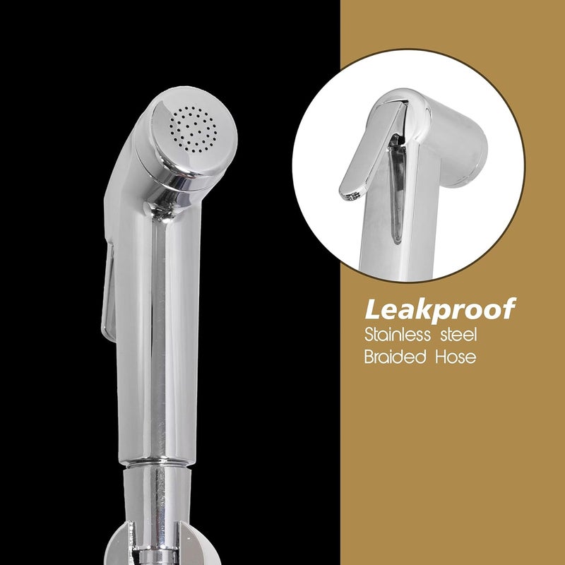 Kuber Industries Health Faucet Stainless Steel Jet Spray for Toilet Health Faucet for Toilet Hand Faucets with Hose Wall Hook Toilet Desire Health Faucet Silver - Image 4