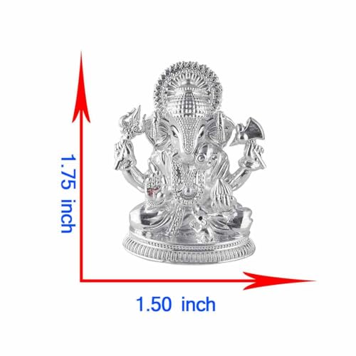 PRD CARATCAFE Silver 925 Dagdusheth Ganesh Statue, 80+ GMS Silver God Murti for Home Pooja. Hallmark Certified Solid Silver Idol for Home, Office & Silver Gifts. - Image 4
