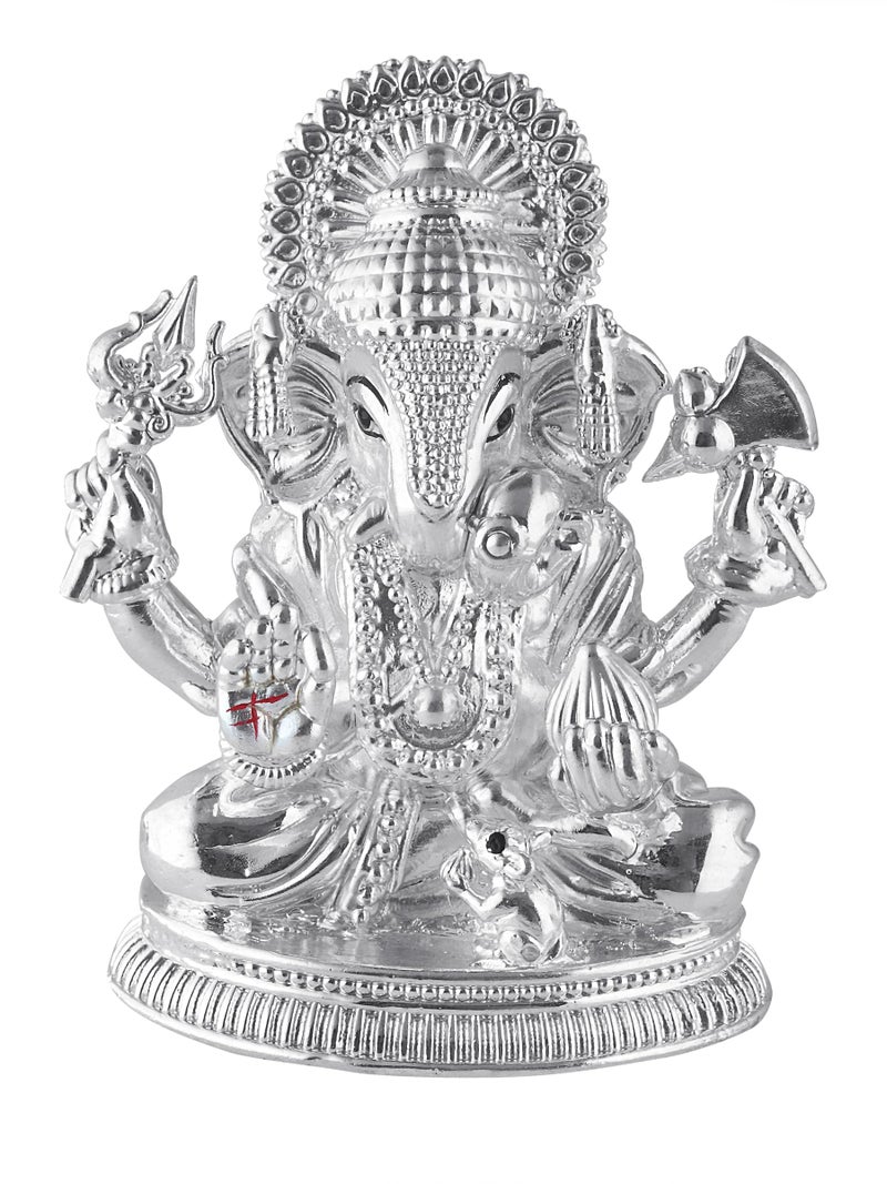 PRD CARATCAFE Silver 925 Dagdusheth Ganesh Statue, 80+ GMS Silver God Murti for Home Pooja. Hallmark Certified Solid Silver Idol for Home, Office & Silver Gifts. - Image 1