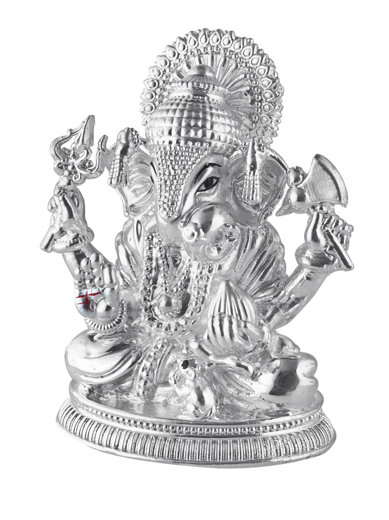 PRD CARATCAFE Silver 925 Dagdusheth Ganesh Statue, 80+ GMS Silver God Murti for Home Pooja. Hallmark Certified Solid Silver Idol for Home, Office & Silver Gifts. - Image 3
