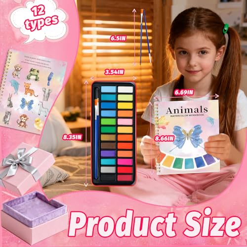 Cbcmpica Watercolor Workbook - Coloring Book Beginner Friendly Painting Kit, Watercolor Workbooks for Adults with 24 Colors Paint, Exploration Gift for Adults Teens (Animals) - Image 2
