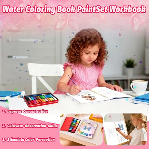 Cbcmpica Watercolor Workbook - Coloring Book Beginner Friendly Painting Kit, Watercolor Workbooks for Adults with 24 Colors Paint, Exploration Gift for Adults Teens (Animals) - Image 5