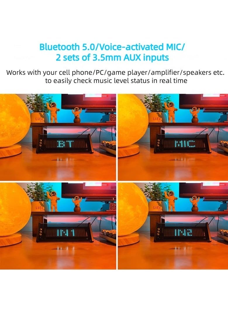 VFD Clock, 4-in-1 Multifunction Vacuum Fluorescent Display Clock with Music Spectrometer, Bluetooth 5.0 Receiver, 2-Way Audio Switcher, Remote Control, Spectrum Mode, Ideal Gift for Boyfriend - Image 4