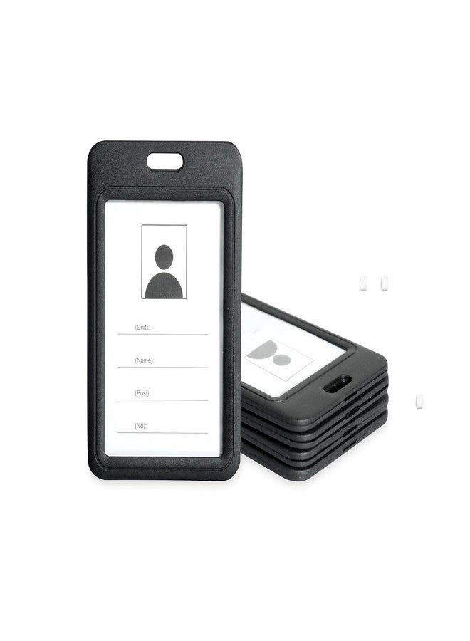 LC Plastic ID Card Holder, Double Sides Visible, Waterproof Unisex ID Card Holder Case for Office, School & Colleges, Clamshell PP Card Holder (50, Black, for Vertical Card (54 mm x 86 mm)) - Image 1
