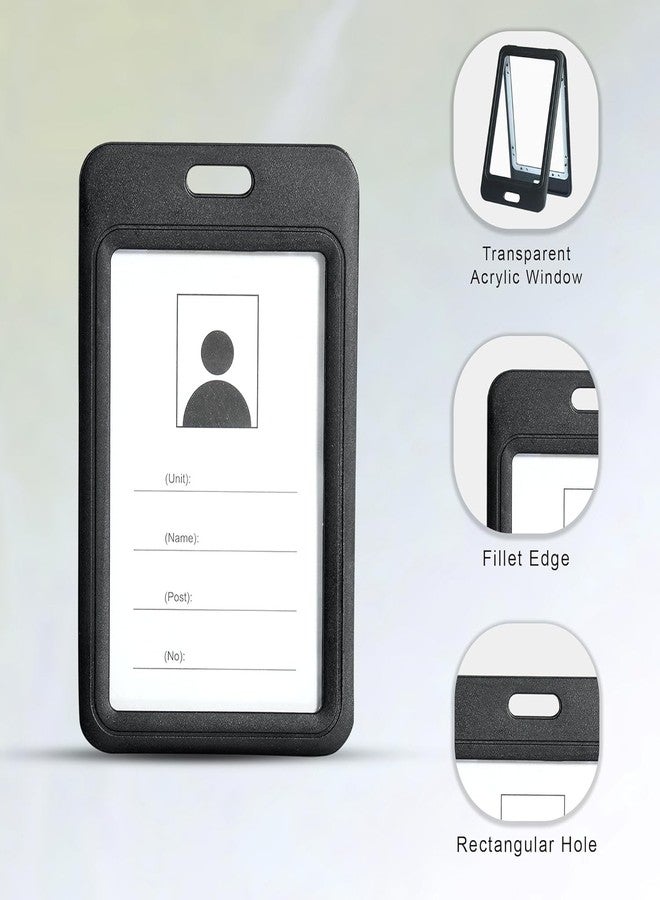 LC Plastic ID Card Holder, Double Sides Visible, Waterproof Unisex ID Card Holder Case for Office, School & Colleges, Clamshell PP Card Holder (50, Black, for Vertical Card (54 mm x 86 mm)) - Image 4
