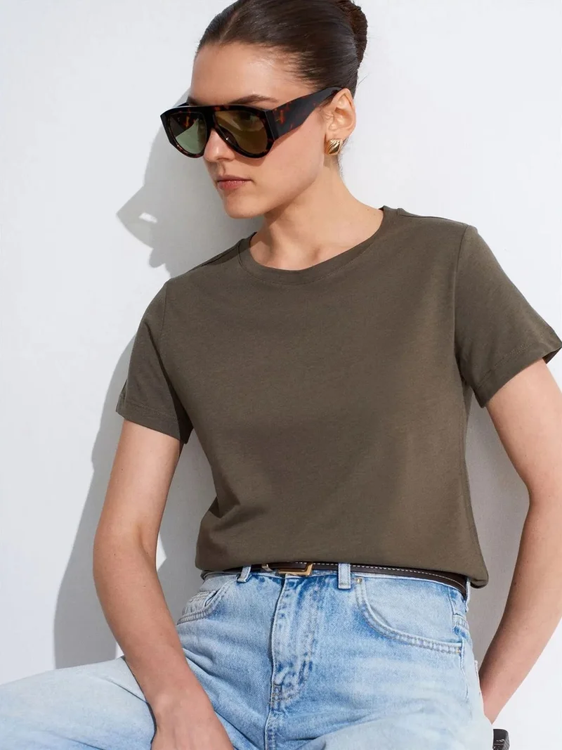 ديلفين DILVIN Women's Crew Neck Short Sleeve T-Shirt