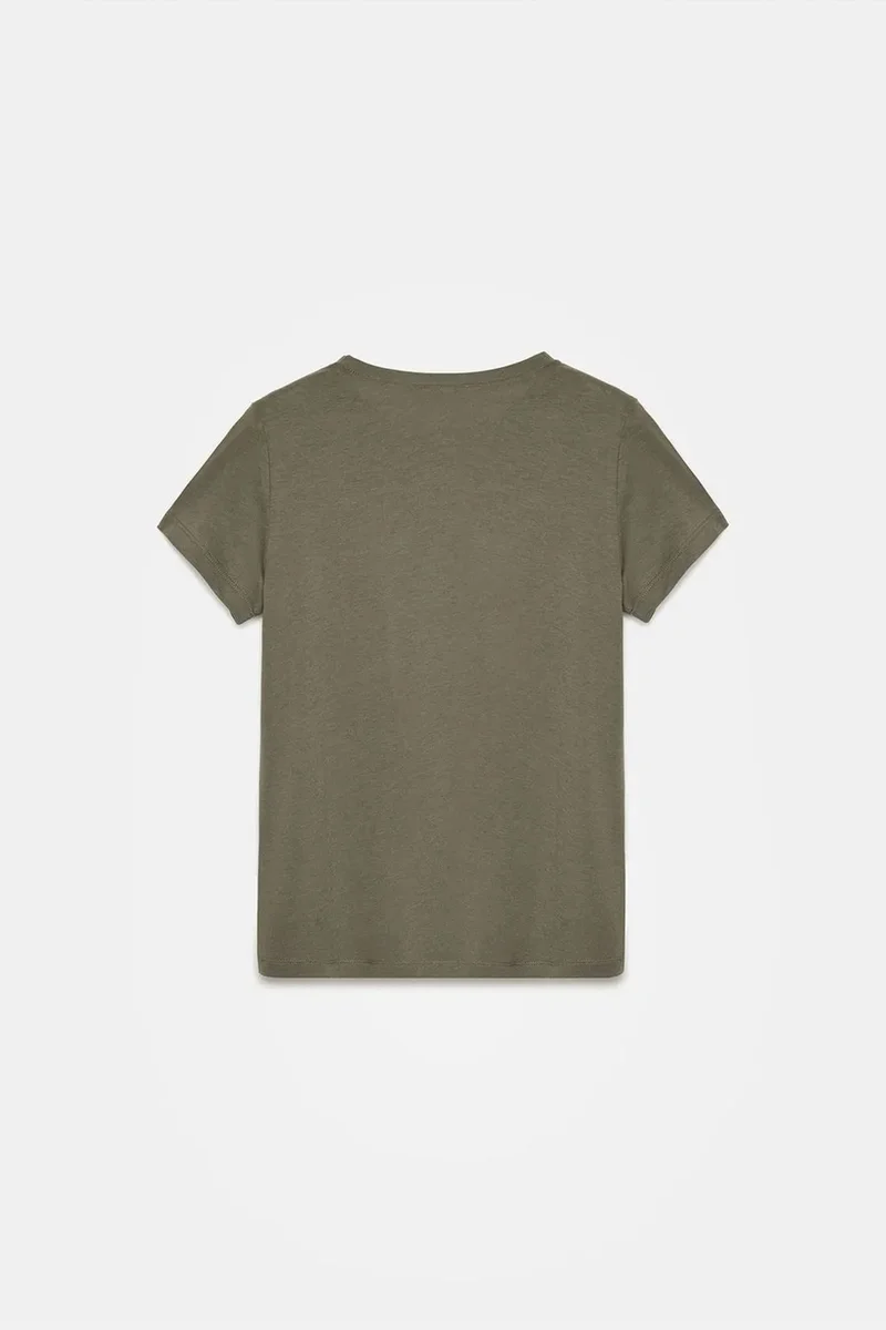 Dilvin Khaki Green DILVIN Women's Crew Neck Short Sleeve T-Shirt for Women | Best Price UAE