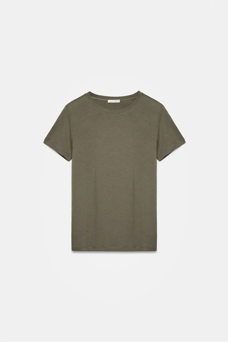 Dilvin Khaki Green DILVIN Women's Crew Neck Short Sleeve T-Shirt for Women | Best Price UAE