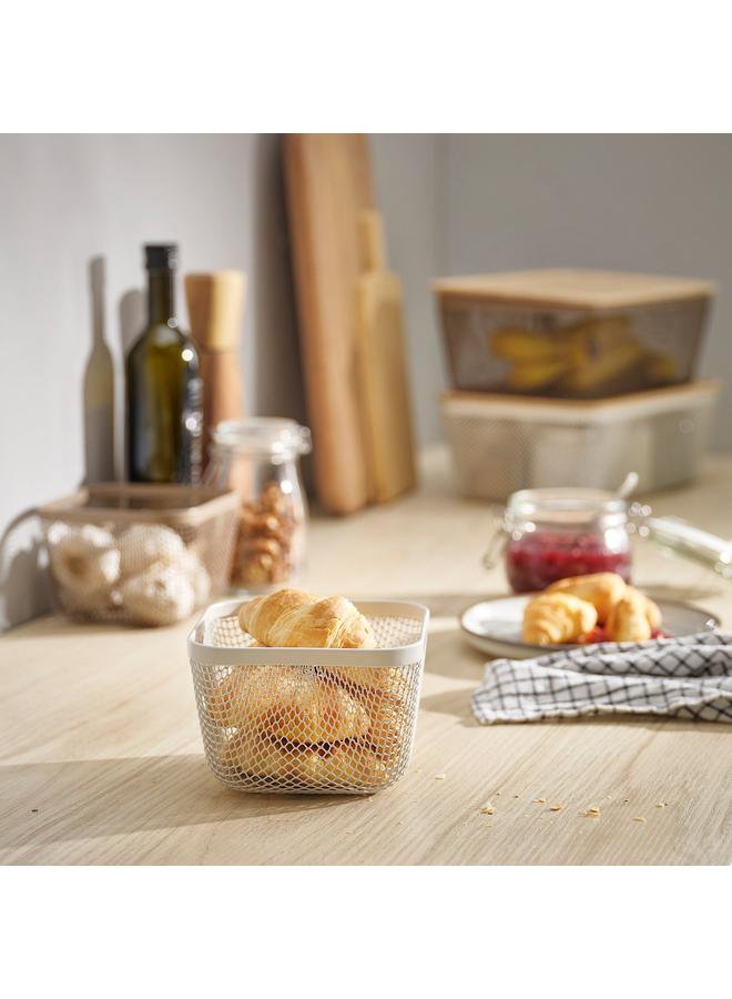 إيروريكس سلة تخزين طعام، معدن/أبيض، 14×14×10 سم - Image 2