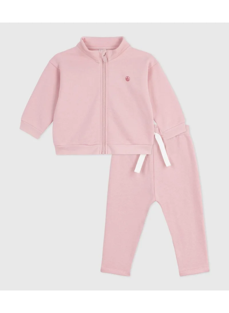 Petit Bateau Babies' sweatshirt and trousers set in plain cotton
