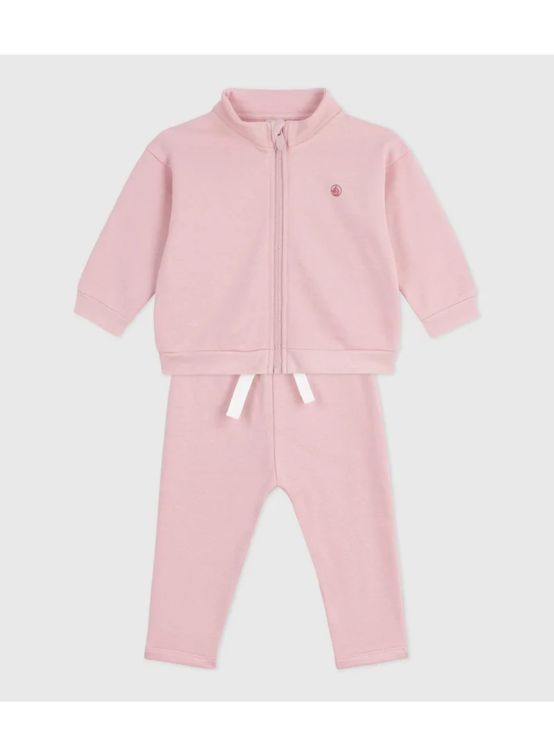 Petit Bateau Babies' sweatshirt and trousers set in plain cotton