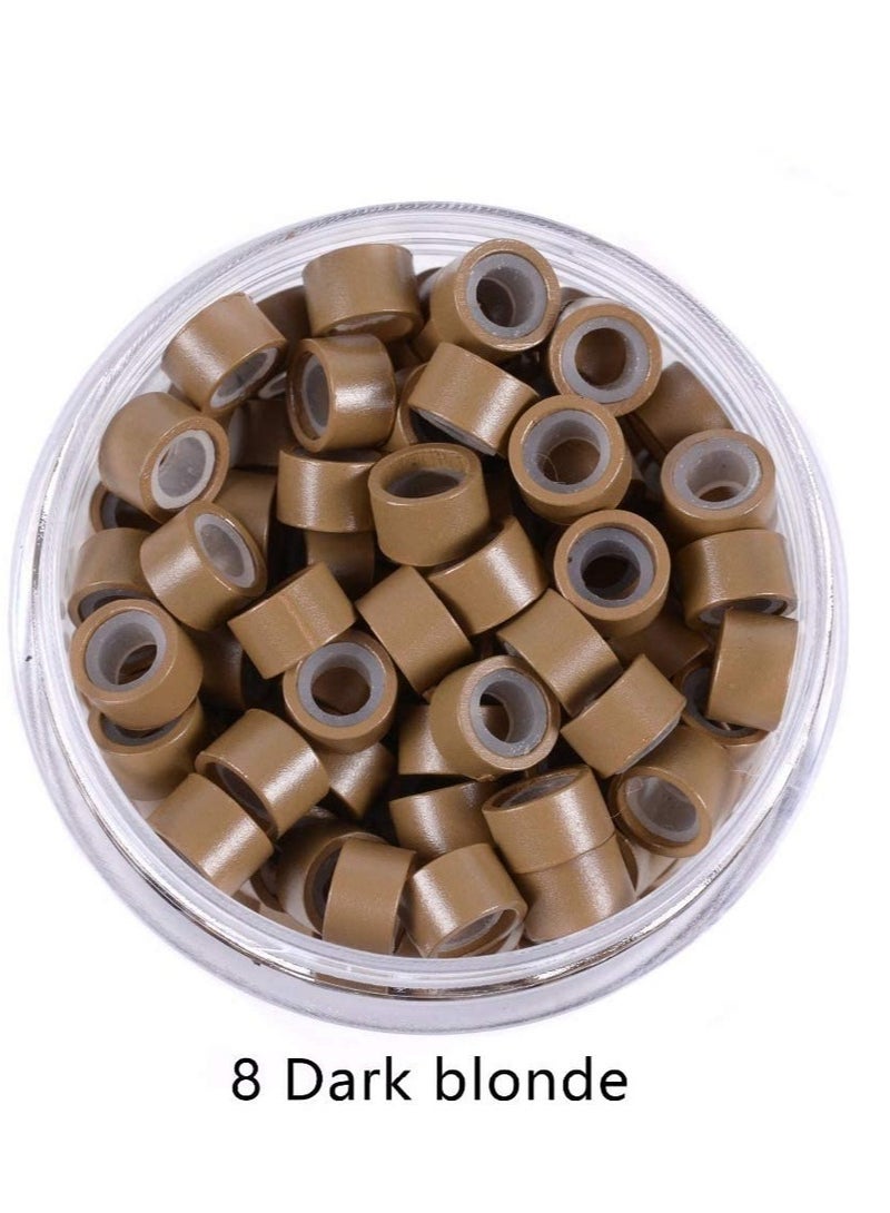 إستيل حلقات وصلات صغيرة مبطنة بالسيليكون خرز ريشة شعر 5.0x3.0x3.0 ملم أشقر داكن - Image 2