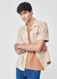 LEE Shirt Collar Beige Men's T-Shirt L67PLDUQ_SHORT S ve Shirt  - Image 3