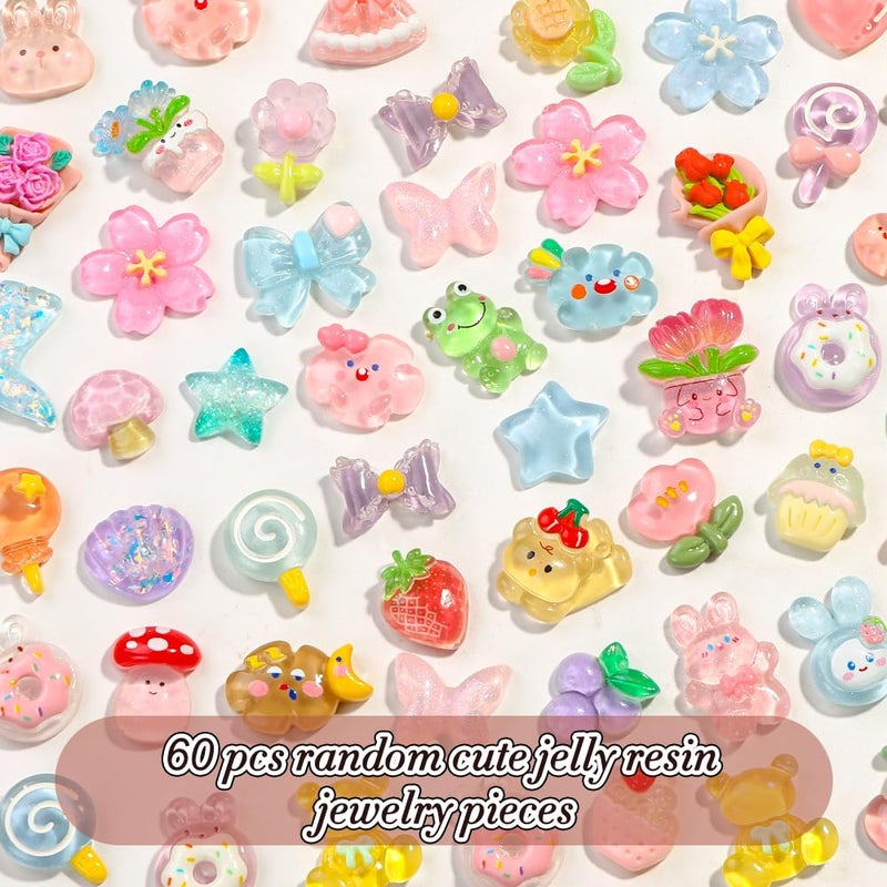 Vellibring 60PCS Cute Slime Charms Mixed Flatback Resin Charms Set,60 Styles Cartoon Making Kit Decorations for DIY Craft Phone Cases Nails Scrapbooking - Image 4