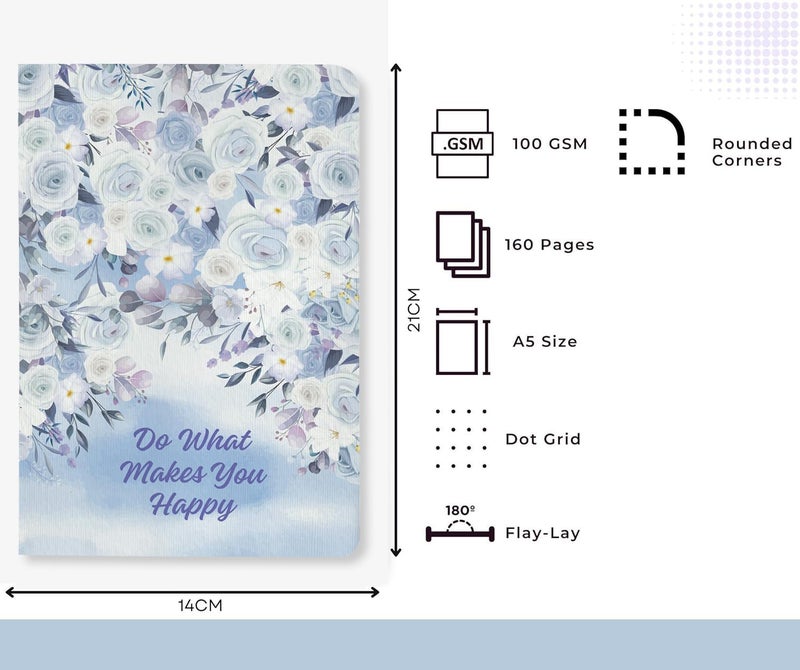 BOUND N FOUND 100 GSM A5 Dot Grid Journal Diary: 160 Pages (Do What Makes You Happy) - Image 4
