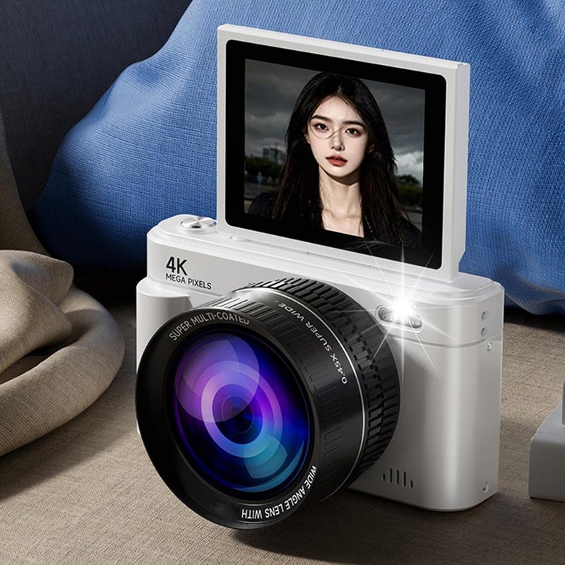 Zunate 4K Digital Camera 64MP for Photography, Vlogging Camera with 180° Flip Screen Stabilization, 18X Zoom Mirrorless Travel Cameras with 0.45X Wide Angle Lens, Type C Charging - Image 3