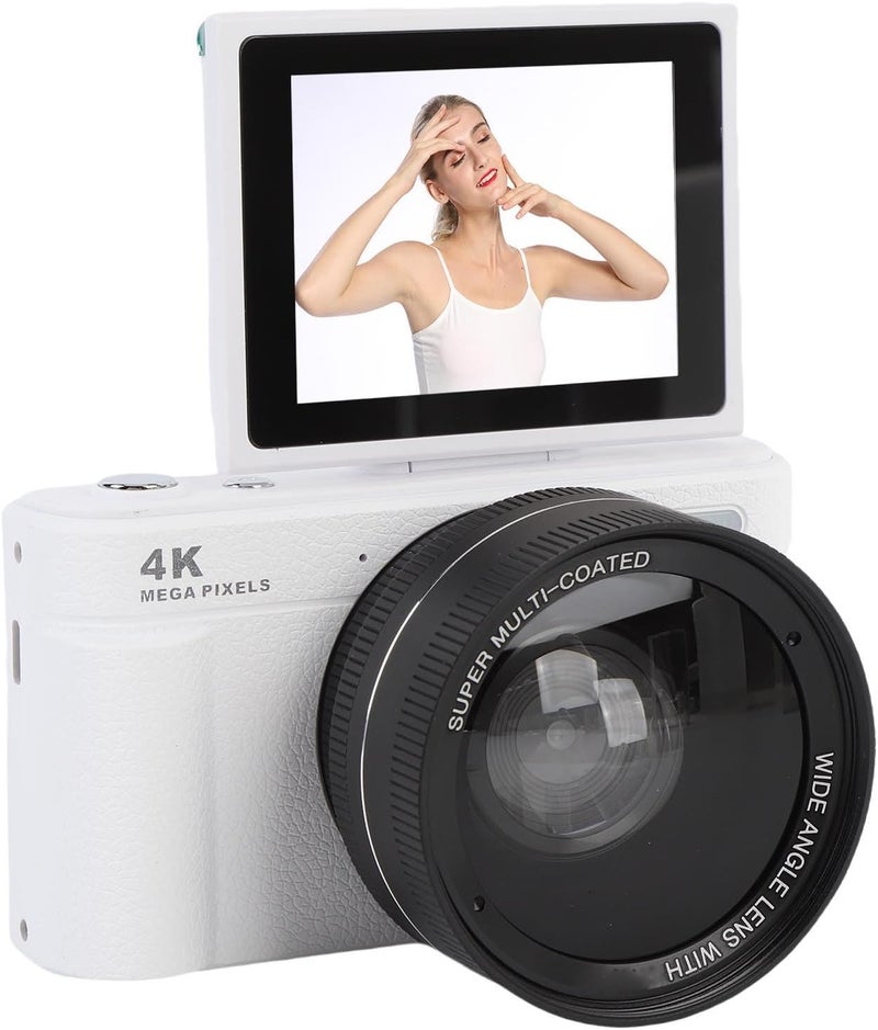 Zunate 4K Digital Camera 64MP for Photography, Vlogging Camera with 180° Flip Screen Stabilization, 18X Zoom Mirrorless Travel Cameras with 0.45X Wide Angle Lens, Type C Charging - Image 1