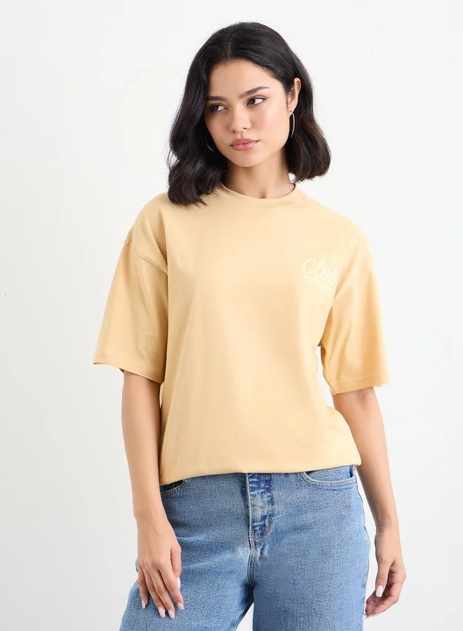 Styli Slogan Print Oversized T-Shirt